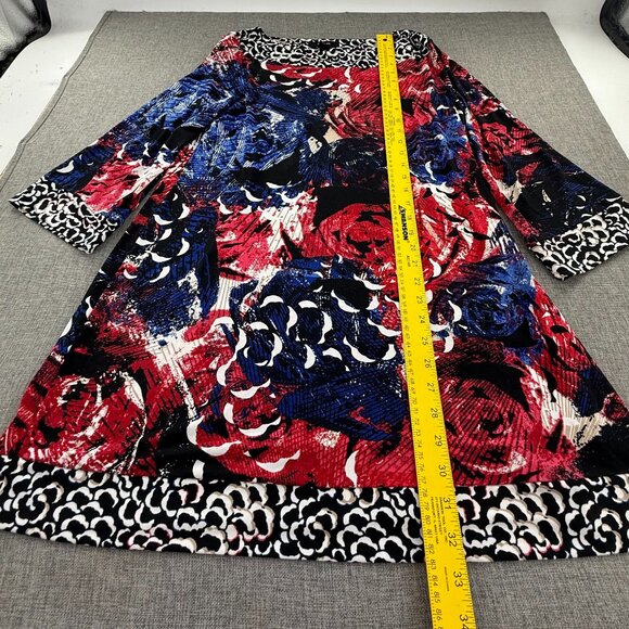 Style & Co Shift Dress Floral Red White Blue Black Large Stretchy Relaxed Fit - Picture 5 of 11